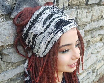 Off white Headband Dreadlock Accessories Black Gray White Dead Wrap Diy Frayed Scruffy Headband Extra Wide Scrunch Head scarf Obi Belt