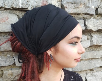 Dreadlock Tube Black Headband Wide Yoga Headband Boho Headband Namaste Headband Womens Mens Hair Black Headwrap Head Wrap Dread Sock