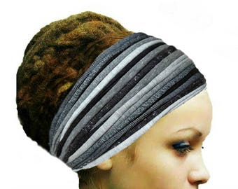 Dreadlock Accessories Gray Shades Headband Head Scarf Fashion Headbands Men Woman Boho Gypsy Headband Yoga Boho Hippie Headwear Hair Band
