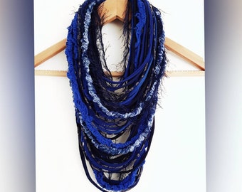 Royal blue Textille Scarf Necklace Fiber Necklace Tribal Festival Costume Festival Jewelry Infinity Scarves Gift for Mum