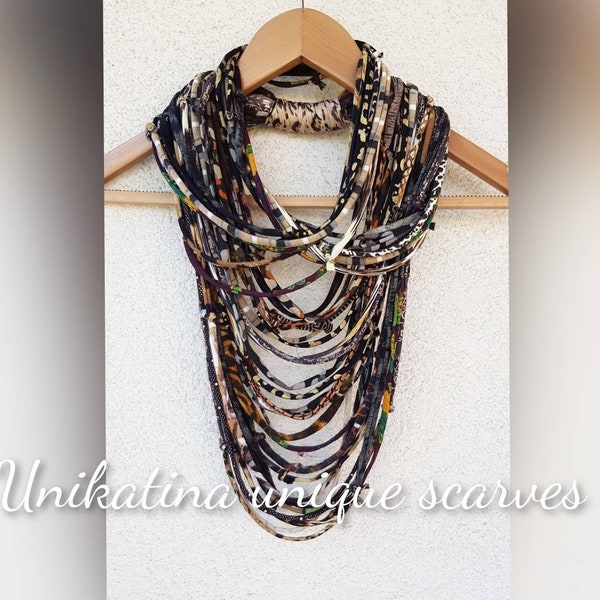 Brown shades necklace Statement Woodland Infinity Scarf Necklace Boho Hippie Tribal Necklace Festival outfit