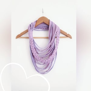 Lavender Scarf Necklace Fabric Necklace Unique gift Mother's day ideal gift Unique Designer Scarf Textile Jewelry Infinity Scarves Purple image 1