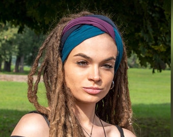 Bandeau de yoga multicolore bandeau large bandeau large tenue de festival Dreadband Bandeau turban Accessoires dreadlocks Bandeaux uniques Unikatina