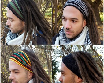 Dreadlock Headband for Men Dreadlock Hair Wrap  Multistrand Tube Mens Headband Dreadlock Accessories Wide Head Wrap Dread Wrap Burning Man