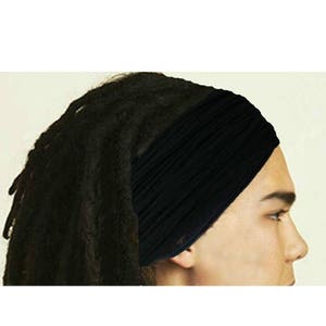 Mens Headband in Black, Men Dreadlock Hair Wrap, Multistrand Headband, Dreadlock Accessory, Wide Mens Head Wrap Black headband for men