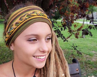 Senf Olive Stirnband Kopf Schals Yoga Stirnbänder Tribal Festival Kopf Wraps Wald Herbst Herbst Stirnband einzigartiges Geschenk für Sie
