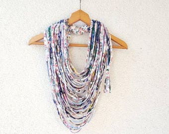 Colorful Flower Necklace Loop Infinity Circle Scarf Necklace Art Jewelry Necklace Spring Summer Scarves Necklace