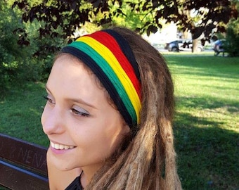 Rasta Headscarf Headband Reggae Hippie Headband Rasta Headwear Rastafarian Headband Jamaica Hairband Rasta Dreadlocks Burning Man