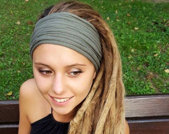 Bonnaroo, Burning Man, Hempfest, and Oregon Country Fair Unisex Headband Hippie Headwear Olive Green Army Green head scarf Coachella