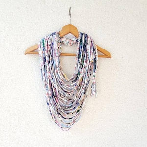 Colorful Flower Necklace Loop Infinity Circle Scarf Necklace Art Jewelry Necklace Spring Summer Scarves Necklace