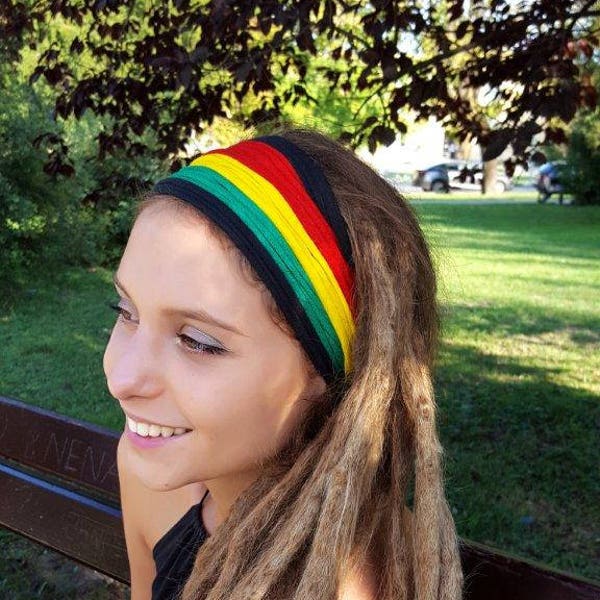 Rasta Kopftuch Stirnband Reggae Hippie Stirnband Rasta Headwear Rastafarian Stirnband Jamaika Haarband Rasta Dreadlocks Burning Man