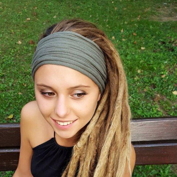 Bonnaroo, Burning Man, Hempfest, and Oregon Country Fair Unisex Headband Hippie Headwear Olive Green Army Green head scarf Coachella