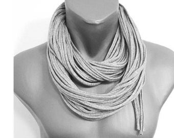 Scarf Necklace for Men Boyfriend Gift Unisex Scarves Gray Scarf Husband Gift Ideas For Him Infinity scarves men Loop Circle Necklace Men