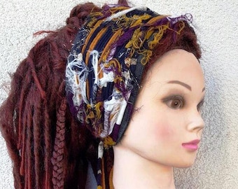 Multicolor Sparkle Headband Dreadlock Accessories Dead Wrap Rugged Frayed Scruffy Shabby Scrap Headband Extra Upholstered Rugged Look WrapH