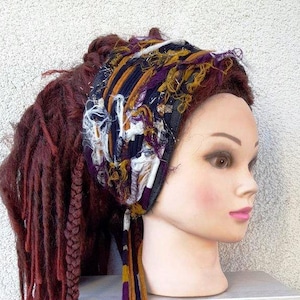 Multicolor Sparkle Headband Dreadlock Accessories Dead Wrap Rugged Frayed Scruffy Shabby Scrap Headband Extra Upholstered Rugged Look WrapH