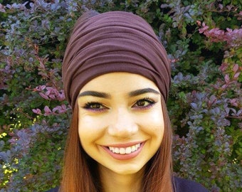 Dunkelbraun Scrunch Stirnband Turban Stirnband Yoga Kopftuch Kopftuch Stirnbänder für Frauen Extra breites Stirnband Dreadlock Accessoires