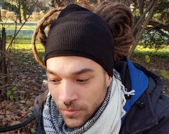 Knitted  Headband for Men Head Scarf Head Wrap Black Dreadlock Tube Mens dread band Dread Wrap Gift For Him Dreadlock Accessories for Men