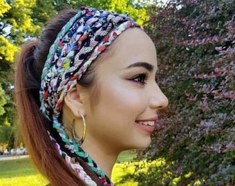 Dreadlock Accessoires Kopftuch Breites Wickel Stirnband Hippie Haarband Gypsy Kleidung Tribal Stirnband Bunt Flechtband Skinny Schal