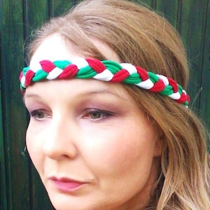 Green White Red Headband Flag Headband Italy Mexico Soccer Sport Team Headband Braided Flag Bracelet Headband World Cup Accessory