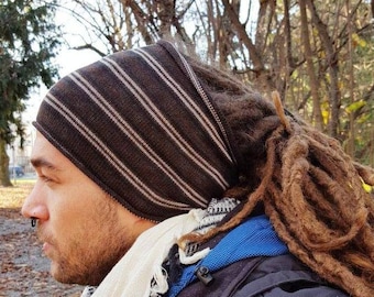 Braunes Stirnband für Männer Dreadlock Tube Sock Kopftuch Stirnband Jungs stricken Haarband Herren Haarschmuck für Ihn Brennender Mann Herren Haarband