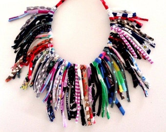 Crazy Funky Fun Necklace Statement Necklace Fringe Necklace Scarf Necklace Summer Necklace Gypsy Necklace Boho Fringe Ethnic Necklace