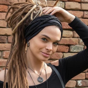 Fascia per capelli extra larga nera per dreadlocks e trecce spesse, disponibile in diversi colori