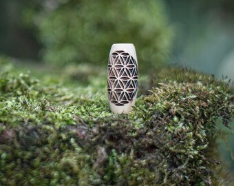 Handmade Dreadlock beads natural wood engraved FLOWER OF LIFE bead wood beads Natural loc beads Dreadlock jewelry Dreadlock accessories New