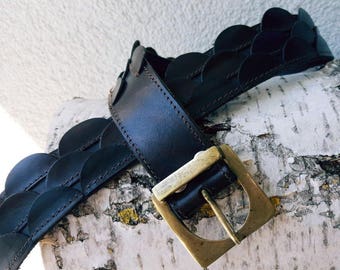 Vintage Tan Leather Belt Dark Walnut Brown Leather Hip Belt MUST HAVE Belt Woman Genuine Leather Belt Brass Buckle Retro Leather Belt