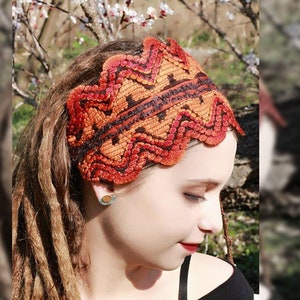 RUSTY Head Wrap Kopftuch Boho Hippie Stirnband Blaze Orange Stirnband Dreadlock Accessoires Wickel Dreadlock Updo Kopfbedeckung Gypsy Kleidung