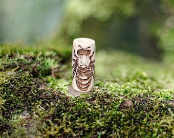 Handmade Dreadlock beads natural wood engraved HORNET bead wood beads Natural lock beads Dreadlock jewelry Dreadlock accessories Unikatina