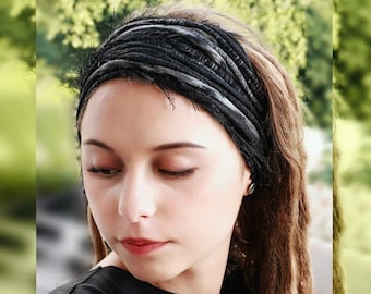 Dreadlock Accessories Dread Wrap Headband Self tie adjustable headband Non slip frayed DIY black gray lock headband headpiece  dreadband