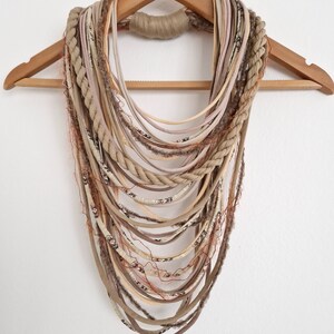 Sandy Earth Textille Scarf Necklace Fiber Necklace Tribal Festival Costume Jewelry Infinity Scarves Coacella Burning Man Infinity Cowl image 2