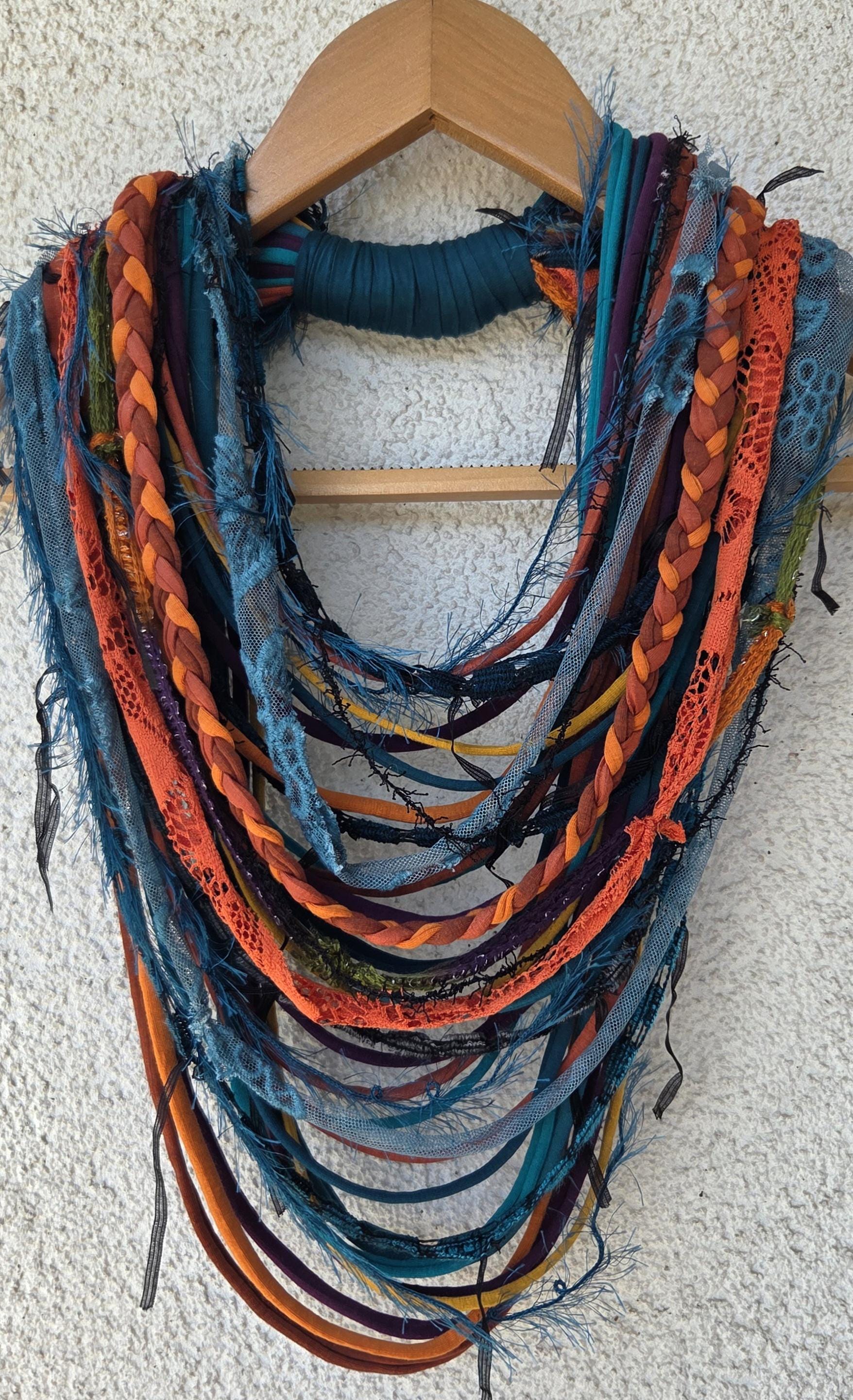 Multicolor Necklace Mandala Colors Fabric Jewelry Textile Statement ...