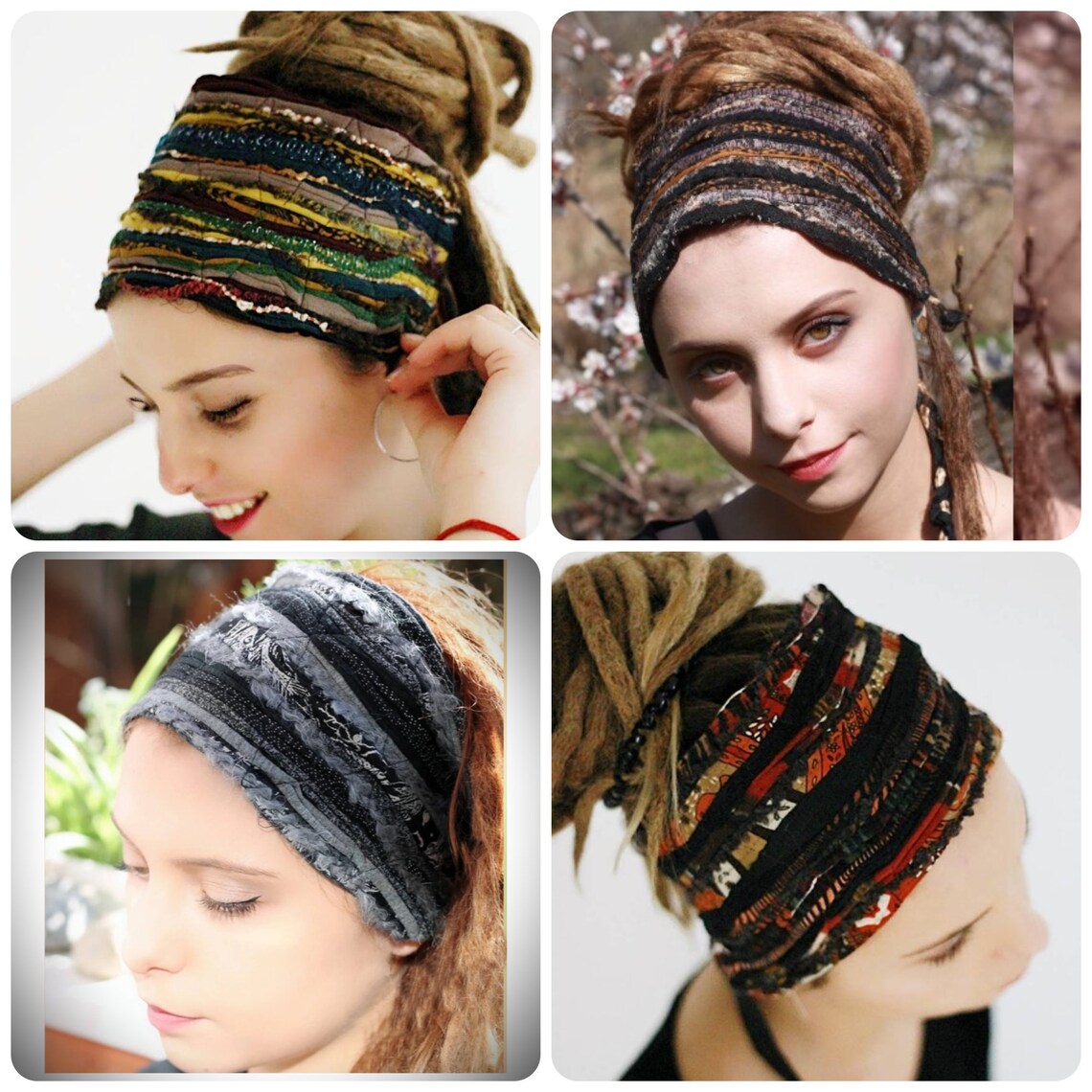 Earth Headband Black Brown Head Scarf Head Wraps Bohemian Hippie — free download