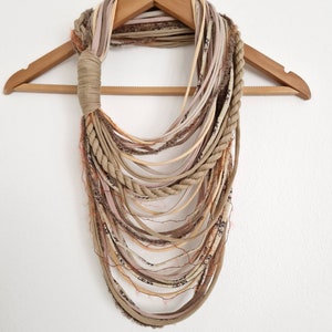 Sandy Earth Textille Scarf Necklace Fiber Necklace Tribal Festival Costume Jewelry Infinity Scarves Coacella Burning Man Infinity Cowl image 4