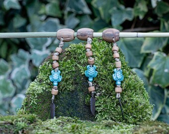 Dreadlock jewelry Loc accessory Wooden dread bead with turqupise turtle Dreadlock charm Dread accessory Loc jewelry Uniqe Beads with charms