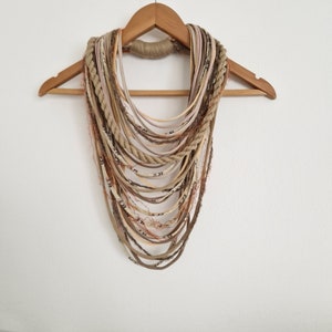 Sandy Earth Textille Scarf Necklace Fiber Necklace Tribal Festival Costume Jewelry Infinity Scarves Coacella Burning Man Infinity Cowl image 3