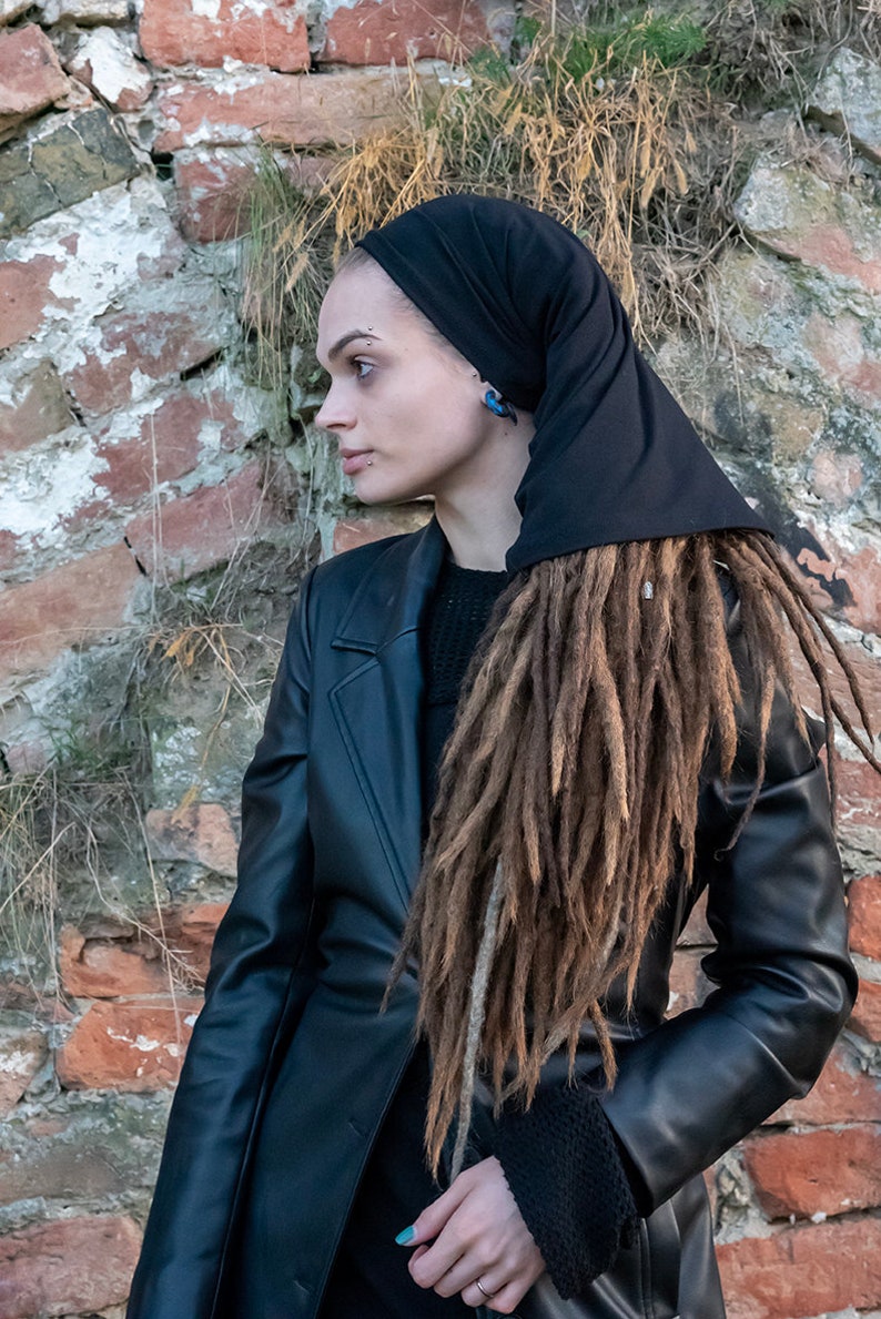 SCHWARZES Dreadlock Tube Stirnband Breites Yoga Stirnband Boho Stirnband Namaste Stirnband Damen Herren Baumwoll Stirnband für Dreads Head Wrap Dread Sock Bild 6