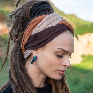 Aardse tinten Hoofdband Hoofdband Brede hoofdband Dreadband Hoofdband tulband Dreadlockaccessoires Unieke hoofdbanden van Unikatina Easy headwrap