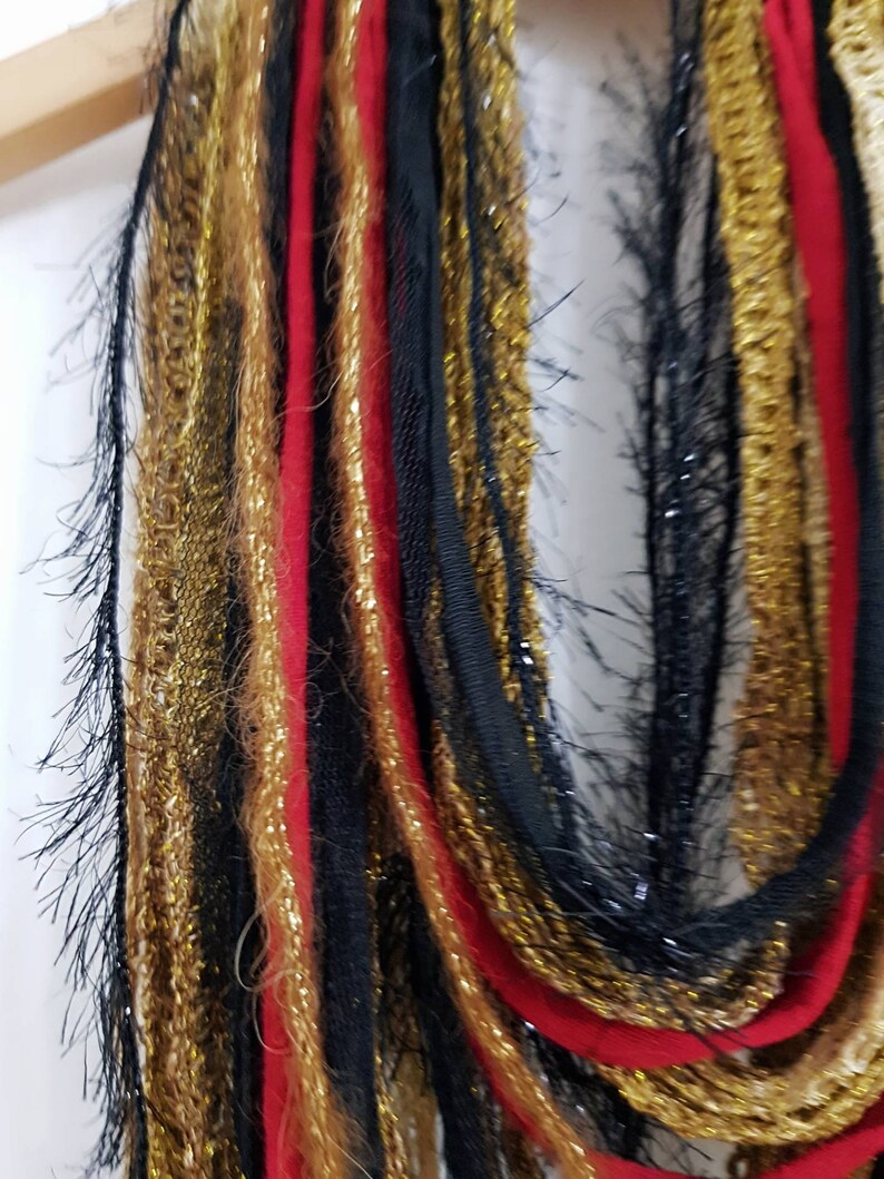 Sparkly Infinity Scarf Gift for mum Gold Red Black Scarf Necklace Unique Chrismas gifts Christmas gift scarf Christmas inspired Scarf