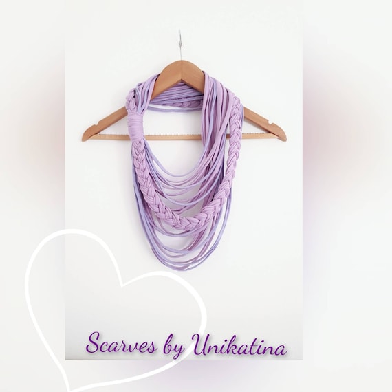 Lavender Scarf Necklace Fabric Necklace Unique gift Mother's day ideal gift Unique Designer Scarf Textile Jewelry Infinity Scarves Purple