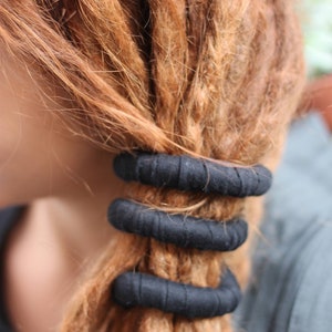Solid black LOC Tie Bendable Dread Hair Tie Dreadlock Accessories Wired Locs hair tie long dreads Black Loc tie Black loc jewelry Loc wrap image 7