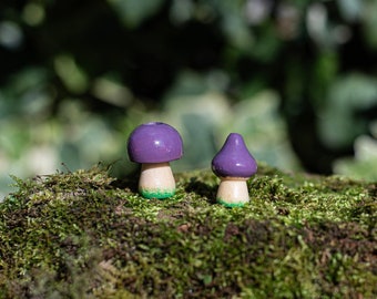 Purple dread bead Large hole wooden dread bead, Mushroom Loc bead, Forest Beads, Natural Wood Dreadlock Beads, Woodland Fairy beads, Dreads