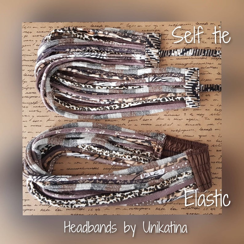 Dreadlock Accessories Brown Autumn Woodland Headband Head Scarf Fashion Headbands Patchwork Boho Gypsy Headband Yoga Boho Hippie Headwear image 2