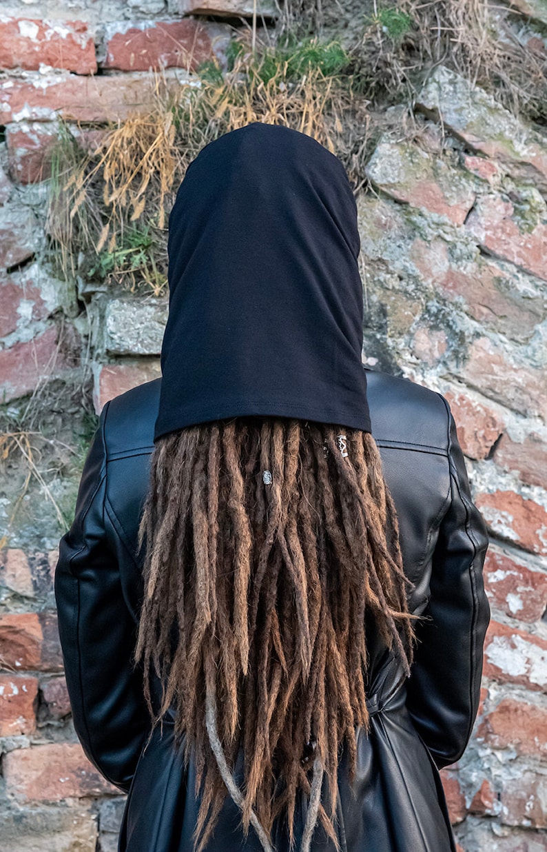 SCHWARZES Dreadlock Tube Stirnband Breites Yoga Stirnband Boho Stirnband Namaste Stirnband Damen Herren Baumwoll Stirnband für Dreads Head Wrap Dread Sock Bild 8