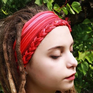 Fancy Red Headband Tribal Festival Head Scarf Dreadband Unique - Etsy