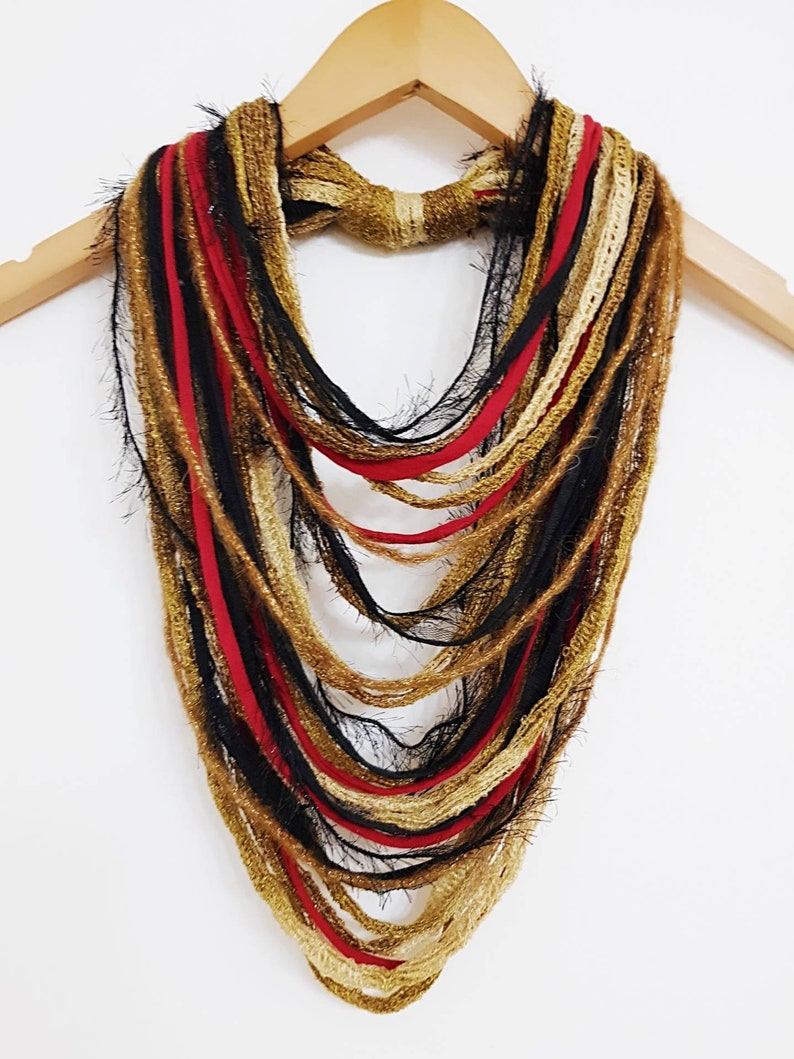 Sparkly Infinity Scarf Gift for mum Gold Red Black Scarf Necklace Unique Chrismas gifts Christmas gift scarf Christmas inspired Scarf