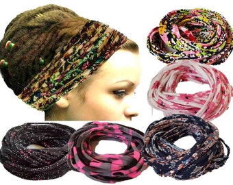 Dreadlock Headband Head Wrap Scarf Girls Headbands Dreadband Boho Chic Head Wrap Yoga Workoout Boho Hippie Flower headband Sweatband