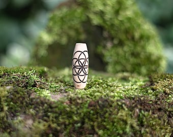 Cuentas para rastas hechas a mano FLOR DE LA VIDA Cuentas de madera natural grabadas Cuentas de árbol Cuentas naturales Joyería para rastas Accesorios para rastas Cuentas para rastas Nuevas
