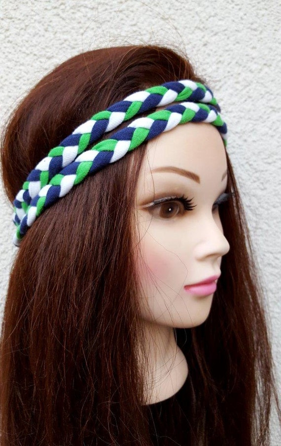 Seattle Seahawks Blue Green White Hawks Braided Hippie Braid Hair Band  Headband Girls Hair Band Boho Wrap Hair Fashion Knit Teen Accessory -   Canada